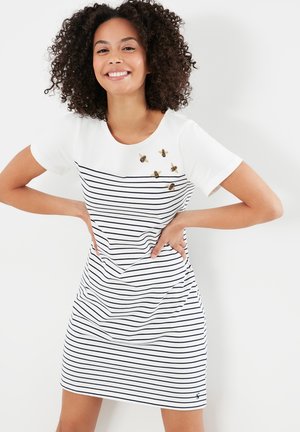 STRIPE WITH SHORT SLEEVES RIVIERA EMBROID - Robe en jersey - engineered cream stripe