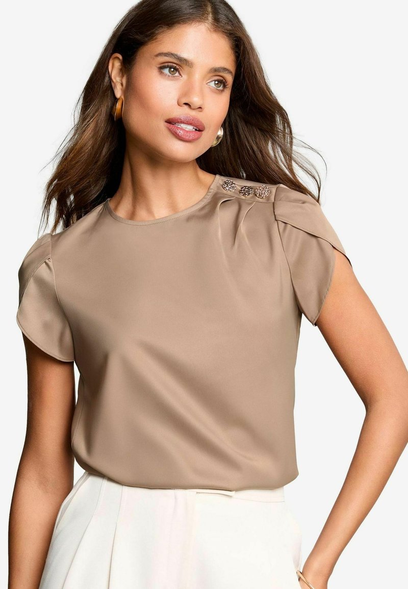 Lipsy TULIP SLEEVE ROUND NECK  - Blūze - brown