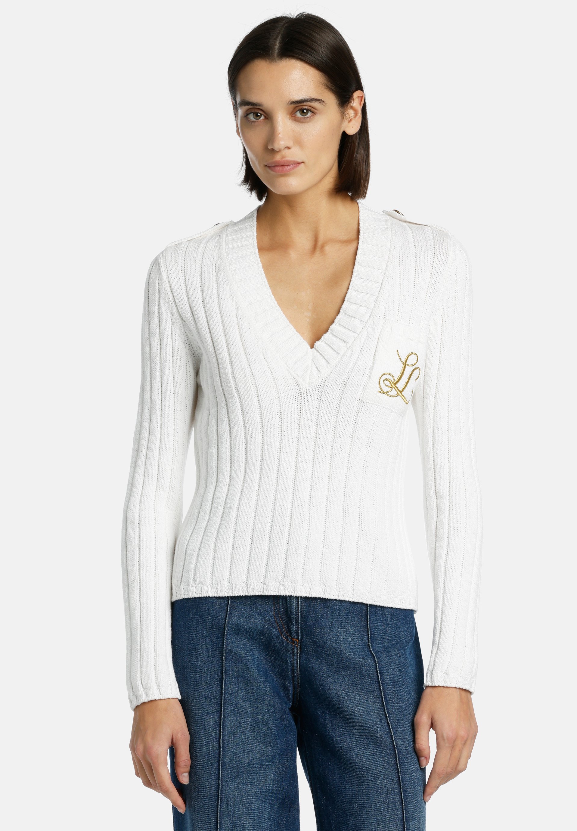 売れ筋商品|||ラルフローレン ニット&セーター レディース アウター GASSED COTTON SWEATER - Jumper - mascarpone cream/sand dune Lauren Ralph Lauren GASSED COTTON SWEATER - Jumper