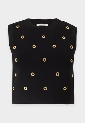 sandro, HAUT MILANO AVEC PETITS BIJOUX ROND - Débardeur - noir
