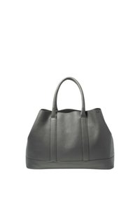 Borsa tote in pelle grigia con finitura strutturata, doppi manici e design spazioso e strutturato. Nessuna ferramenta o decorazione visibile.