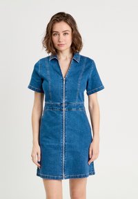 MIT REISSVERSCHLUSS - Jeanskleid - denim stone