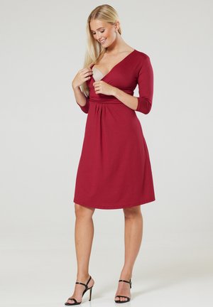 FLARED MATERNITY 3/4 SLEEVES - Vestito di maglina - bordeaux