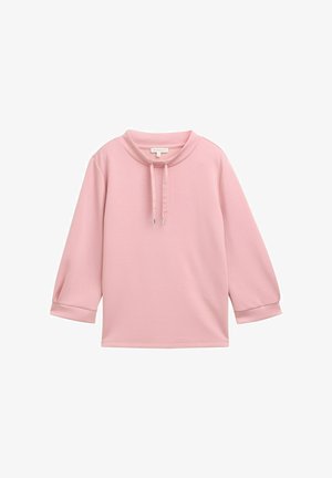 Rosa sweatshirt med rund halsringning, dragsko-detalj och trekvartsärmar. Tillverkad av ett mjukt tyg med en avslappnad passform.