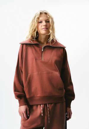 Self., REGULAR FIT - HALF ZIP SWEATSHIRT - Sweatshirt - rust brown