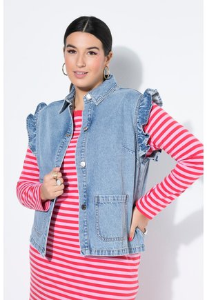 BOXY SHAPE WASHED ARM RUFFLE - Weste - light blue