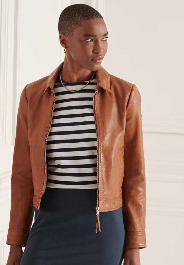Damen Leichte Jacken | Superdry Lederjacke tan/braun - TQ24763 Damen Leichte Jacken | Superdry Lederjacke tan/braun - TQ24763