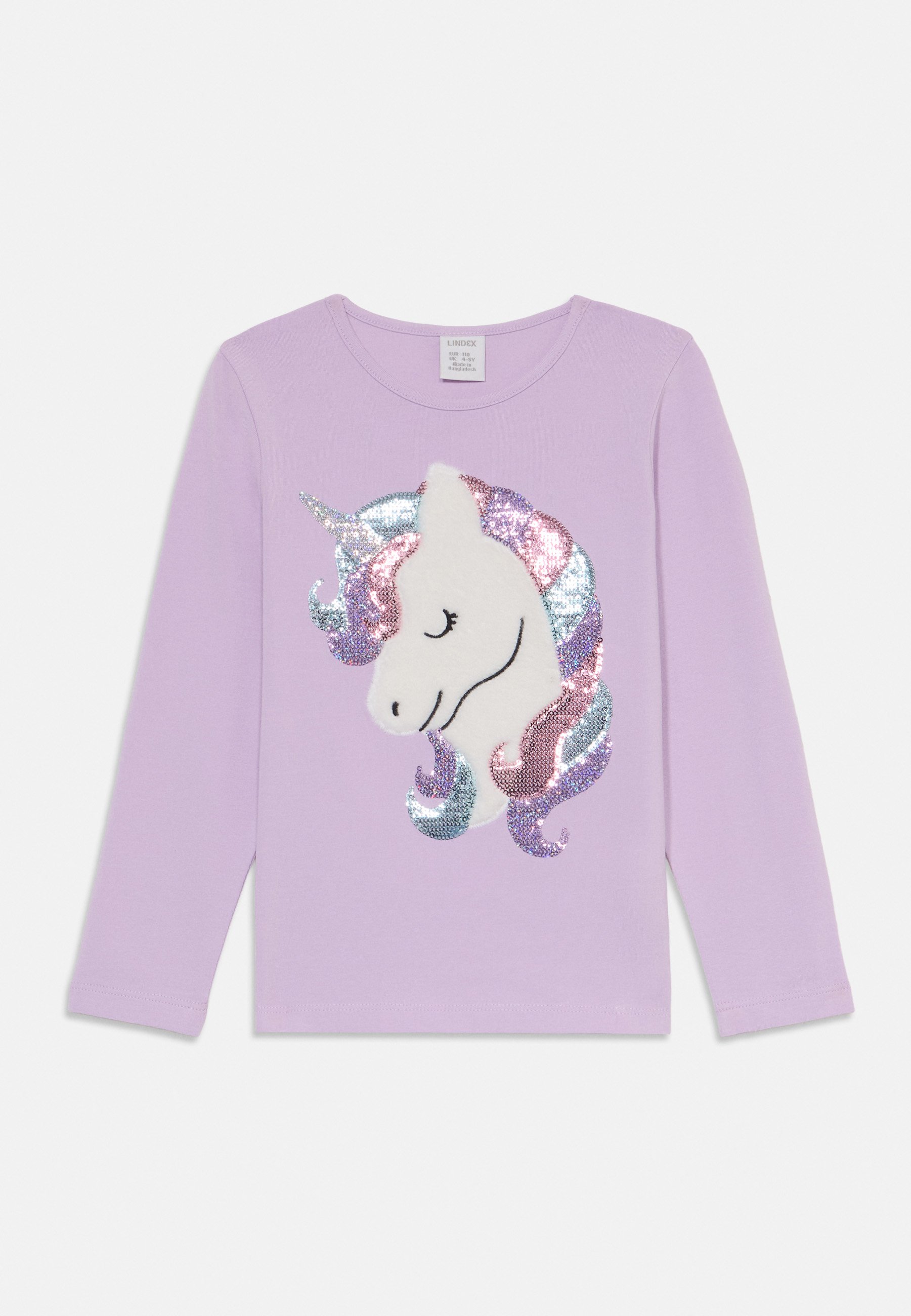 Lindex UNICORN RAINBOW SEQUINS Long sleeved top light lilac