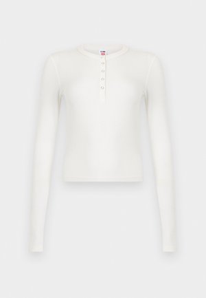 LONG SLEEVE RIBBED HENLEY - Longsleeve - off-white