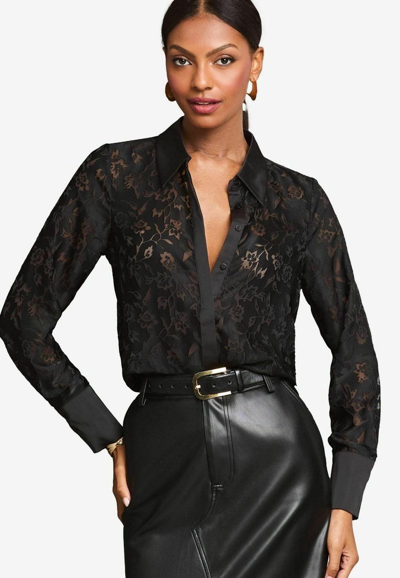 Lipsy PETITE FIT BUTTON THROUGH - Bluza - black