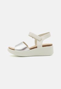 ECCO - FLOWT WEDGE CORK - Wedge sandals - pure silver/white Thumbnail Image 1