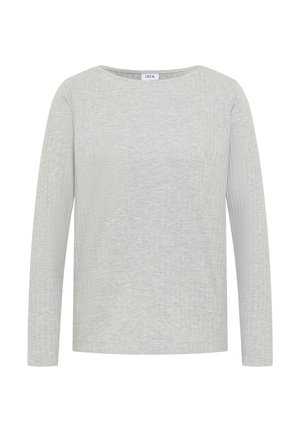 Světle šedé dlouhosrsté tričko s žebrovaným vzorem, kulatým výstřihem a standardním střihem, s označením "Cecil" uvnitř límce.