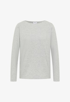 Lichtgrijs lange mouwen rib gebreide shirt met ronde hals en normale pasvorm, label "Cecil" binnenin de kraag.