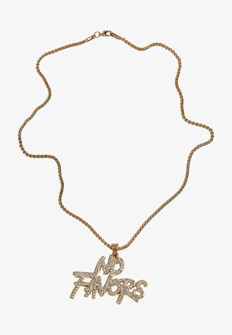 Kultaketju kultasävyisessä kaulaketjussa. Riipus on koristeltu kimaltelevilla strasseilla ja siinä lukee "EI SUOSIOTA" kauniisti muotoilluin kirjaimin.