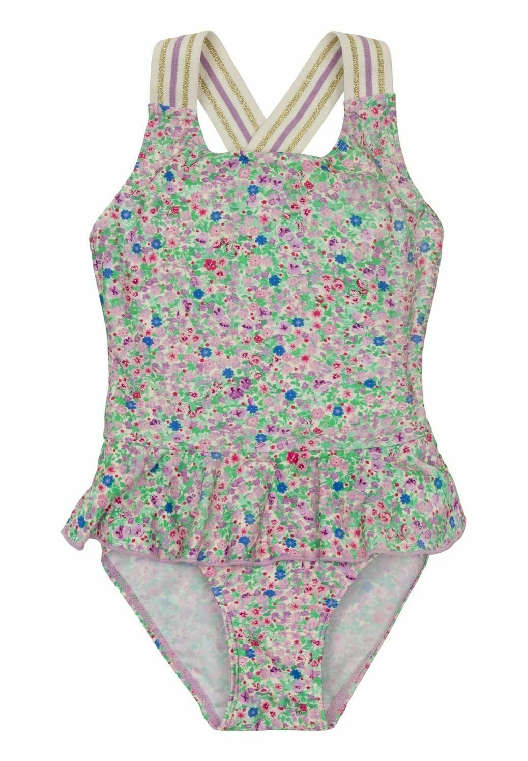 Maillot De Bain 2 Pièces Enfant Fille Bikini Bandeau à Volants Paillettes, Taille 5/6 Ans - Neuf Avec étiquettes