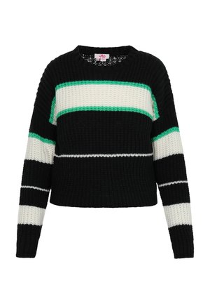 Strickpullover - schwarz wollweiss grün