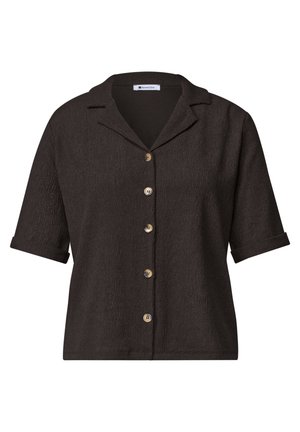Street One, SHIRT WITH MIXED TEXTURES AND BUTTON PLACKET - Camicia - black coffee