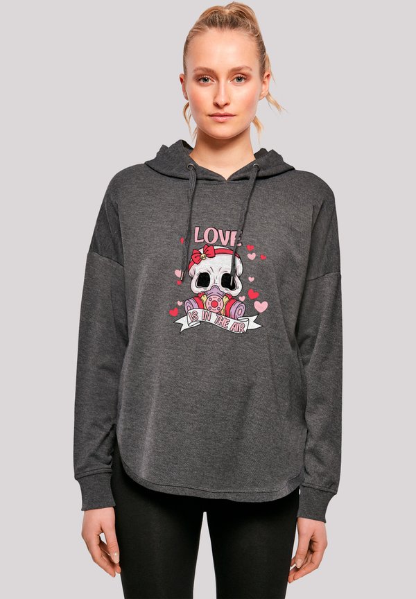 ANTI VALENTINSTAG LOVE IS IN THE AIR - Kapuzenpullover - charcoal