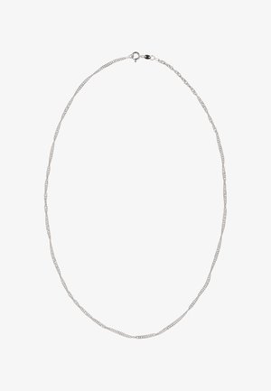 Sølv kæderekæde med skiftevis ovale og runde led, poleret overflade og en sikker lås med klips.