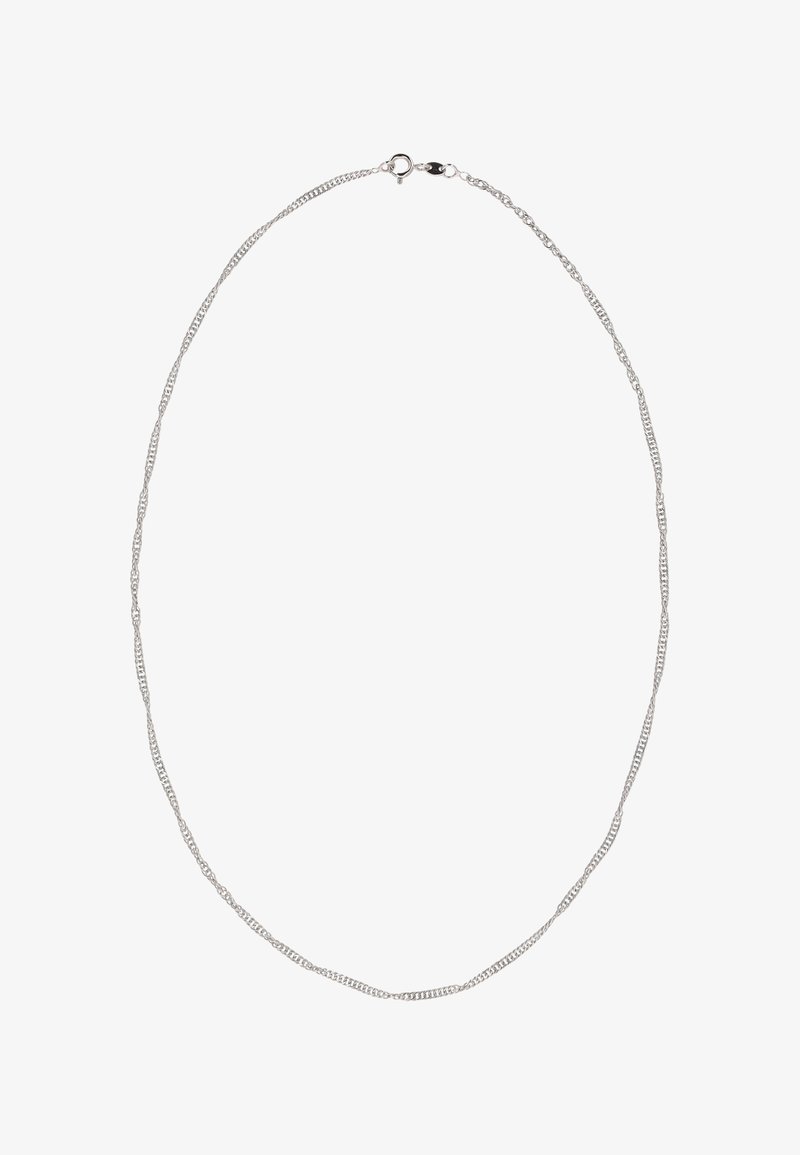 Sølv kæderekæde med skiftevis ovale og runde led, poleret overflade og en sikker lås med klips.