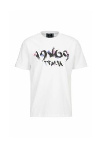 Witte katoenen t-shirt met een grafische print van "1969 Italia" in zwart en kleurrijke accenten. Klassieke ronde halslijn en korte mouwen.