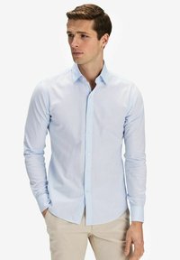 John Henric TWILL SOLID BUTTON UP - Skjorta - mid blue