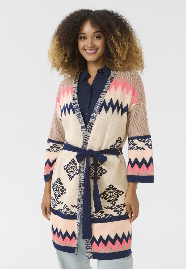 Strickjacke - oatmeal porcelain jaquard