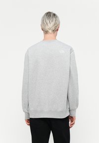 Grijze sweatshirt met lange mouwen en geribde boorden. Heeft een ronde hals en een klein wit logo op de bovenrug. Gemaakt van een zachte katoenmix.