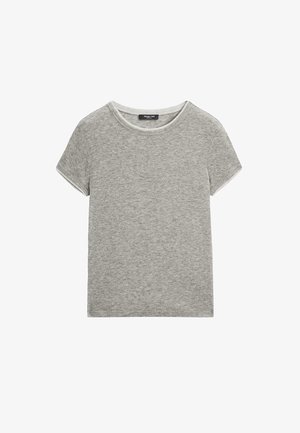 Gray short-sleeve t-shirt with a round neckline. Made from a soft, textured fabric. Features a simple, classic design without patterns.