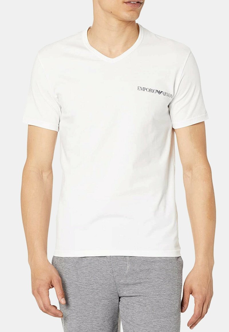 Emporio Armani BASIC IM 2-PACK MIT V-AUSSCHNITT - T-Shirt print - weiß ...