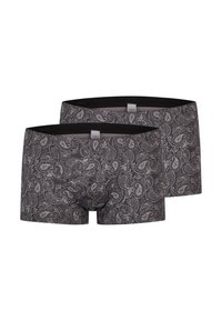 Schwarze Boxershorts mit einem weißen Paisley-Muster, aus weichem Stoff, mit einem elastischen Bund und einem Logotag. Im Lieferumfang enthalten ist ein Zweierpack.