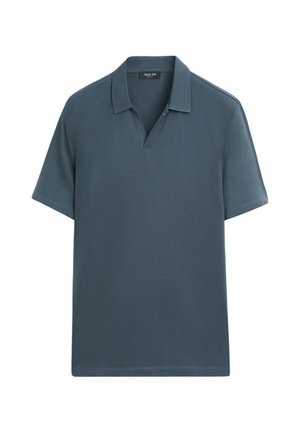 Massimo Dutti, MICRO-TEXTURED V-NECK PIQUÉ POLO SHIRT - Poloshirts - dark blue