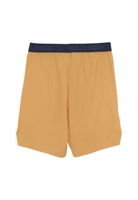Gelbe Kinder-Shorts mit einem marineblauen Gummibund und dem "COLOR KIDS"-Logo. Glatte Textur und klassisches, lockeres Design.