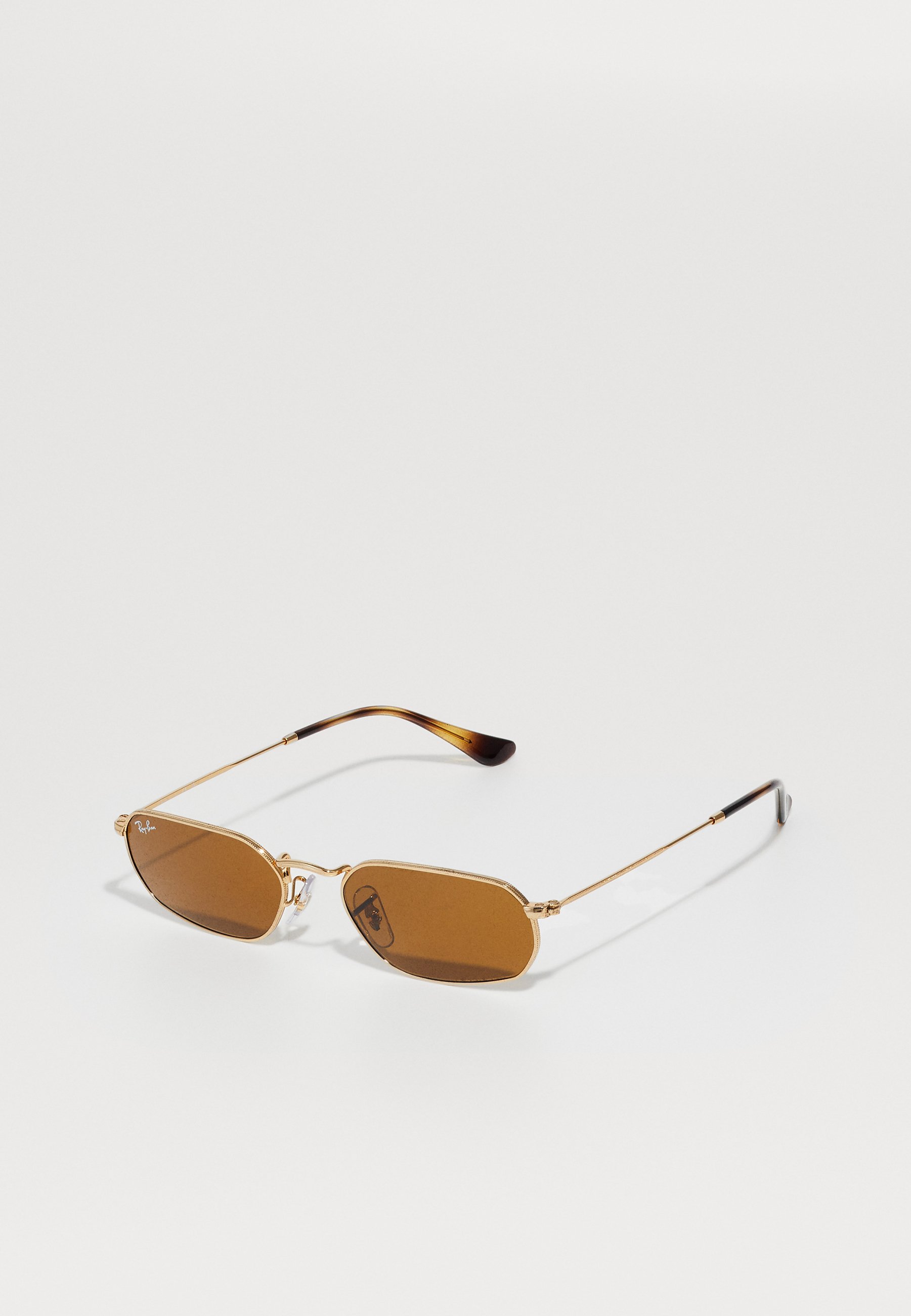 Slim Gold Frame Sunglasses with Brown Lenses and White Temple Tips VE1287 main image 3