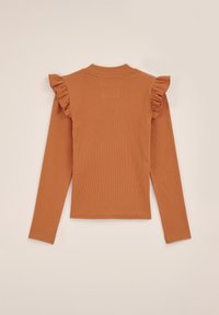 WE Fashion GERIBD MET RUCHES - Top dugih rukava - brown