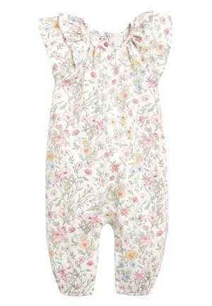 ECRU/PINK FLORAL PRINT ROMPER (0MTHS-2YRS) - Overall / Jumpsuit - off-white