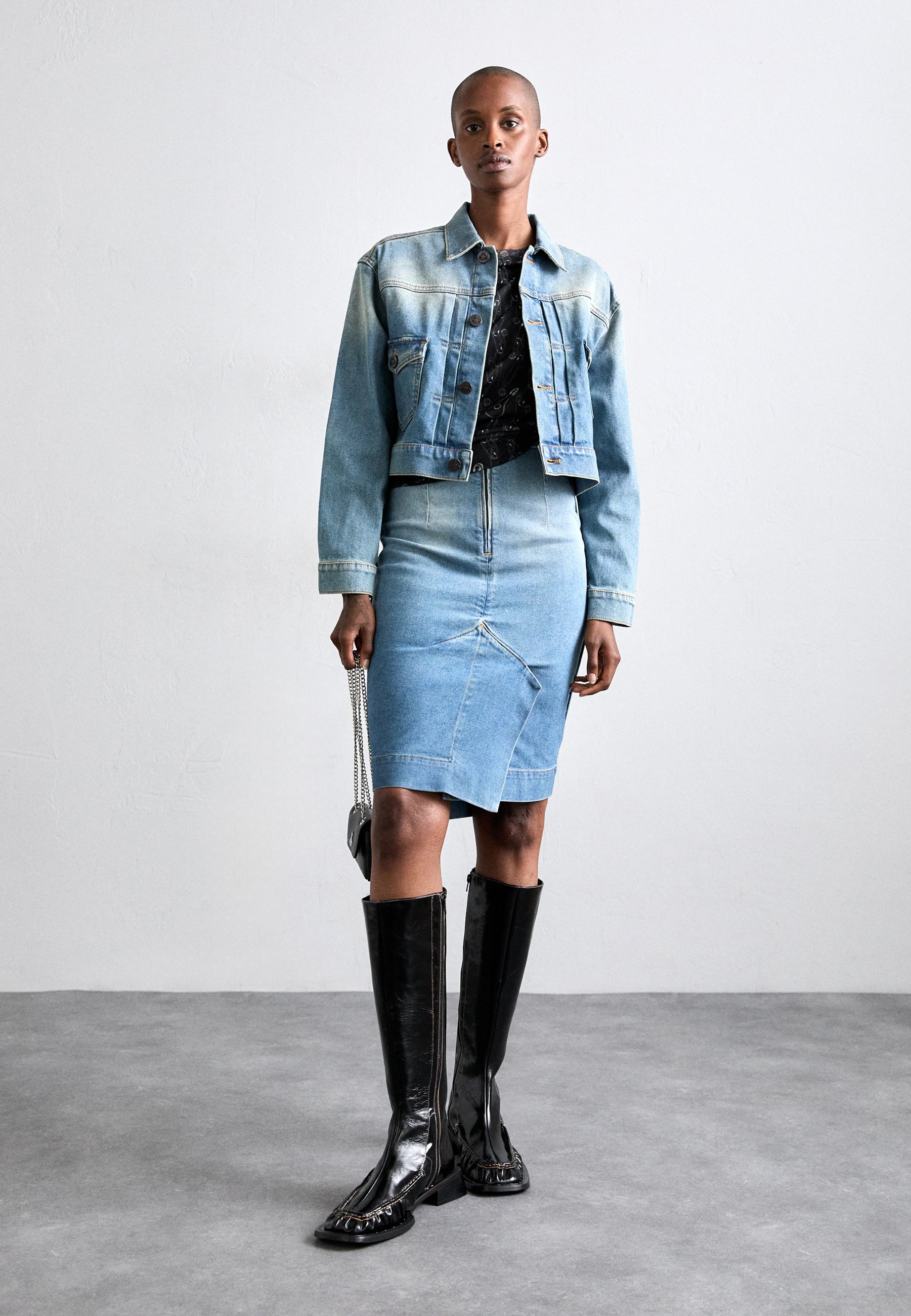 Vivienne Westwood MIDI SKIRT - Denim skirt - blue/blue denim