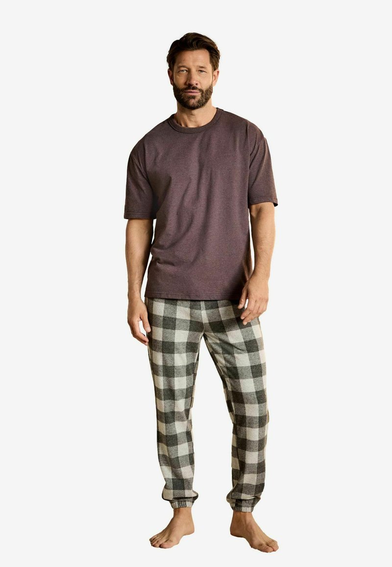 Next REGULAR FIT - COSY BRUSHED SET - Pizsama szett - check grey