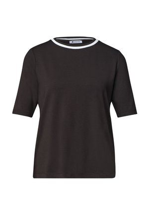 Street One, CREWNECK T-SHIRT WITH CONTRAST DETAILING - T-shirt basique - black coffee