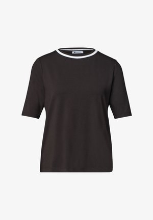 Street One, CREWNECK T-SHIRT WITH CONTRAST DETAILING - T-Shirt basic - black coffee
