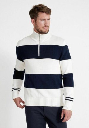 SIVERT T-NECK - Stickad tröja - off white navy