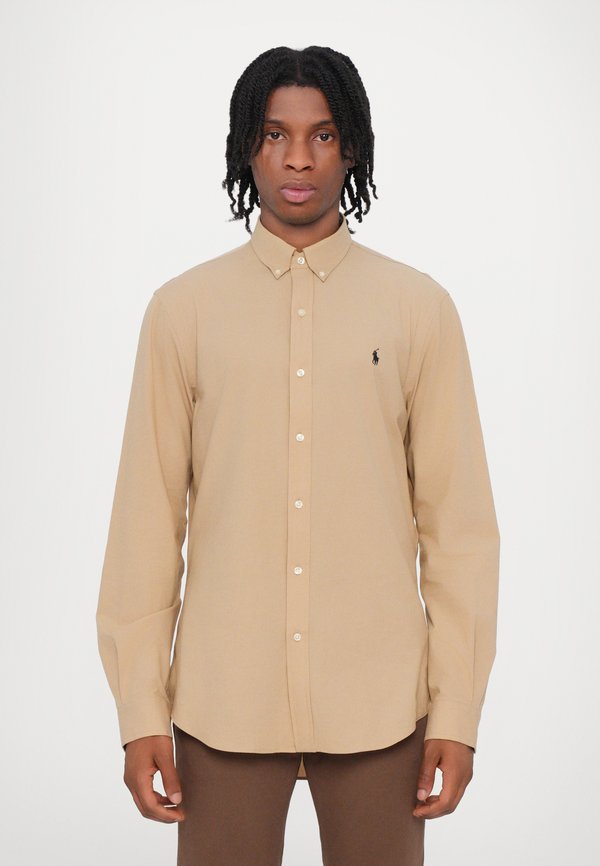 SLIM FIT STRETCH POPLIN SHIRT  - Shirt - coastal beige