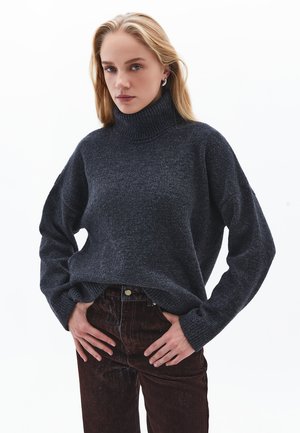 SOFT TOUCH ROLL NECK - Strickpullover - anthra melange