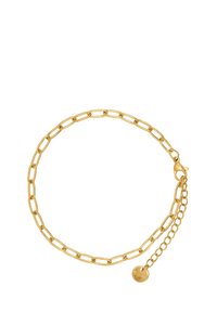 Bracciale a catena placcato oro con maglie allungate e chiusura a moschettone, dotato di catena regolabile e dettaglio del ciondolo per una vestibilità personalizzata.