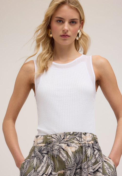 Motivi Basic Dual Fabric T-Shirt, Blanc, M Femmes