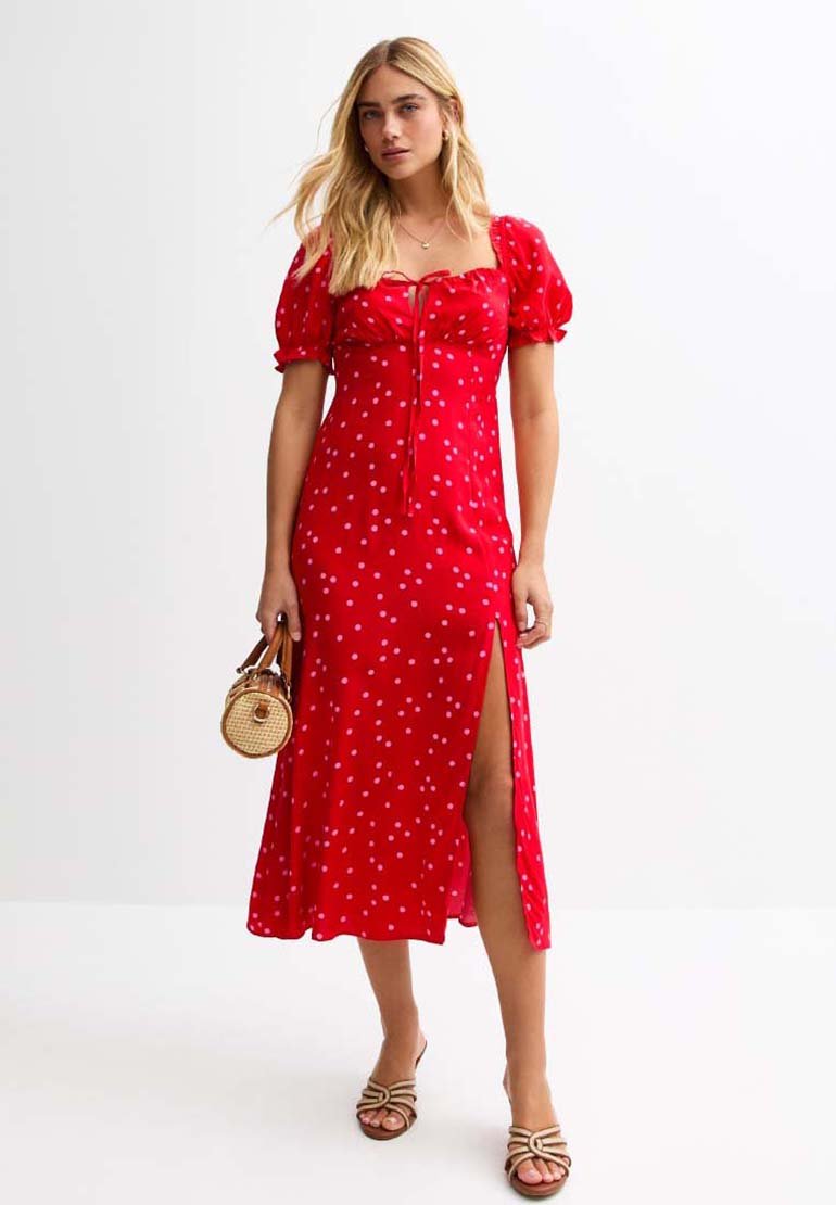 New Look POLKA DOT MILKMAID MIDI - Day dress - red pattern/mottled red - Zalando New Look POLKA DOT MILKMAID MIDI - Day dress - red pattern/mottled red - Zalando