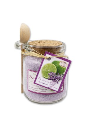 BADESALZ LAVENDEL-LIMONE IM GLAS MIT HOLZLÖFFEL 300 G - Schaumbad & Badezusätze - lila