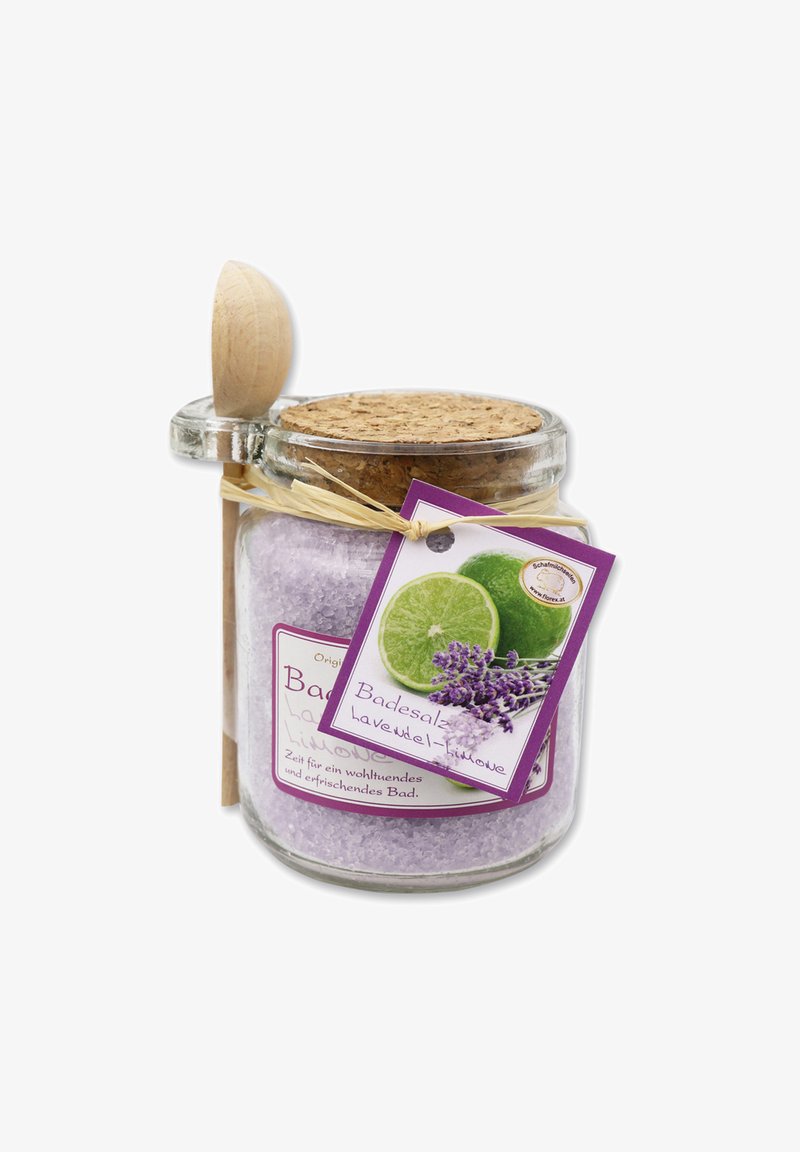 Florex BADESALZ LAVENDEL-LIMONE IM GLAS MIT HOLZLÖFFEL 300 G - Schaumbad & Badezusätze - lila