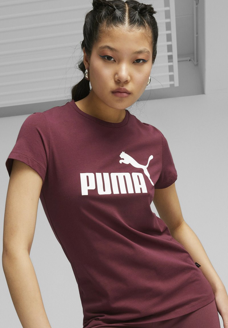 Puma - ESSENTIALS LOGO TEE RUNDHALS KURZARM UNI - Apdrukāts T-krekls - dark jasper, Palielināt