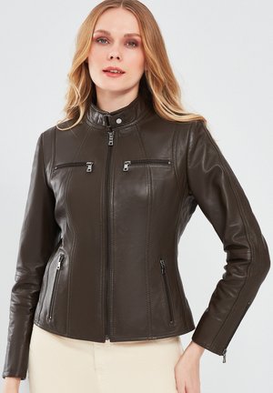 Leather jacket - khaki
